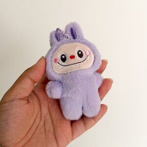 mini pastel purple labubu keychain bag charm 4"